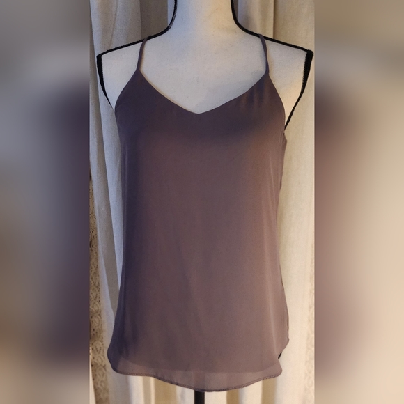 NWT MAURICES Plum Chiffon Layer Tank Straps Keyhole Back Size XS - Picture 1 of 6